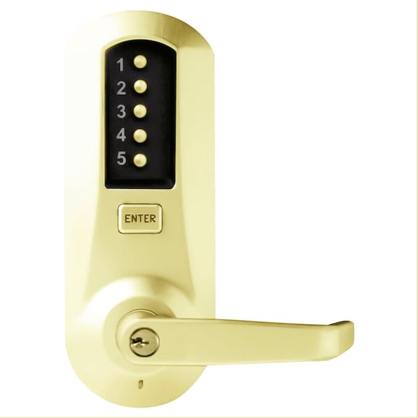 Cylindrical Combination Lever Lock, 2-3/4-in Backset, 1/2-in Throw Latch, KIL, Kaba 90 Keyway, Brass